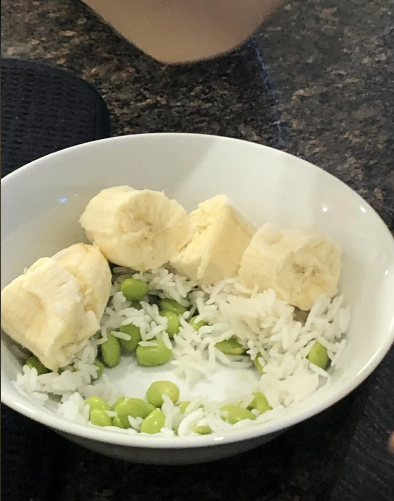 Bananas, rice, and green beans