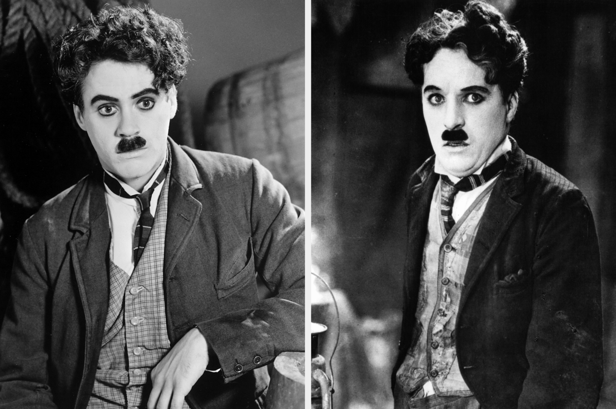 Side-by-side of Robert Downey Jr. and Charlie Chaplin