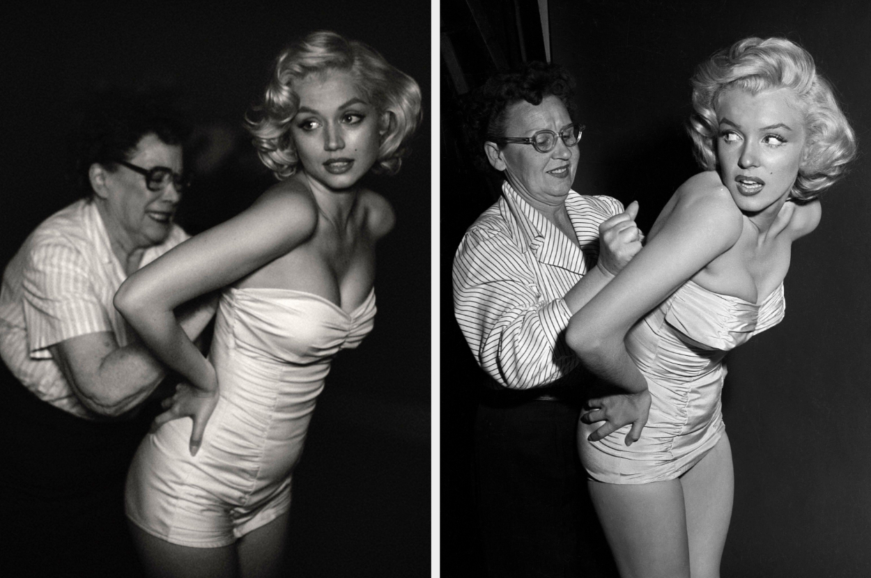 Side-by-side of Ana de Armas and Marilyn Monroe