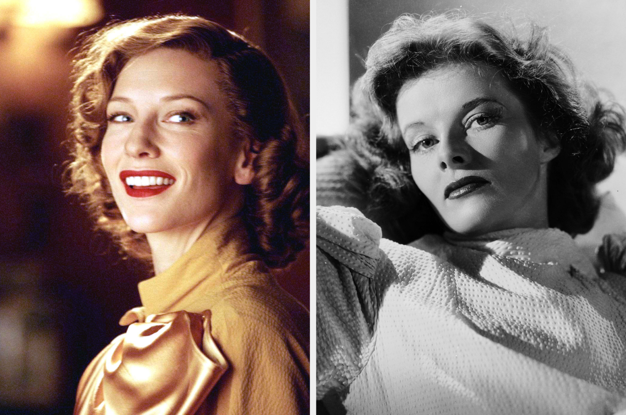 Side-by-side of Cate Blanchett and Katharine Hepburn