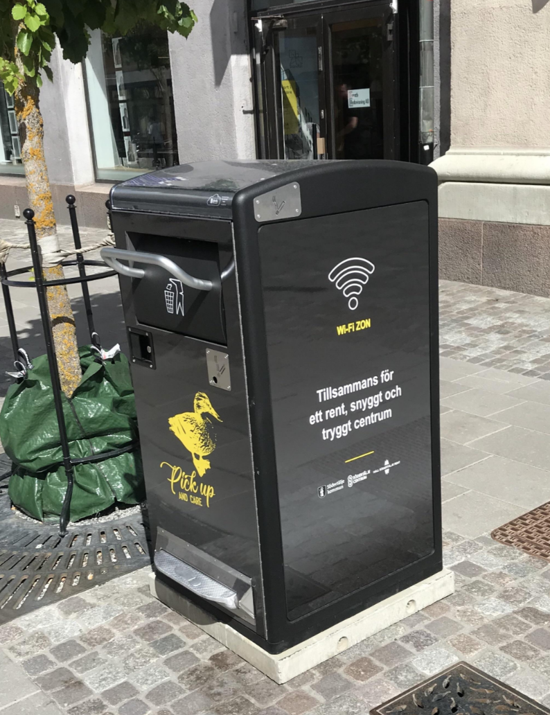 A trash that has Wi-Fi