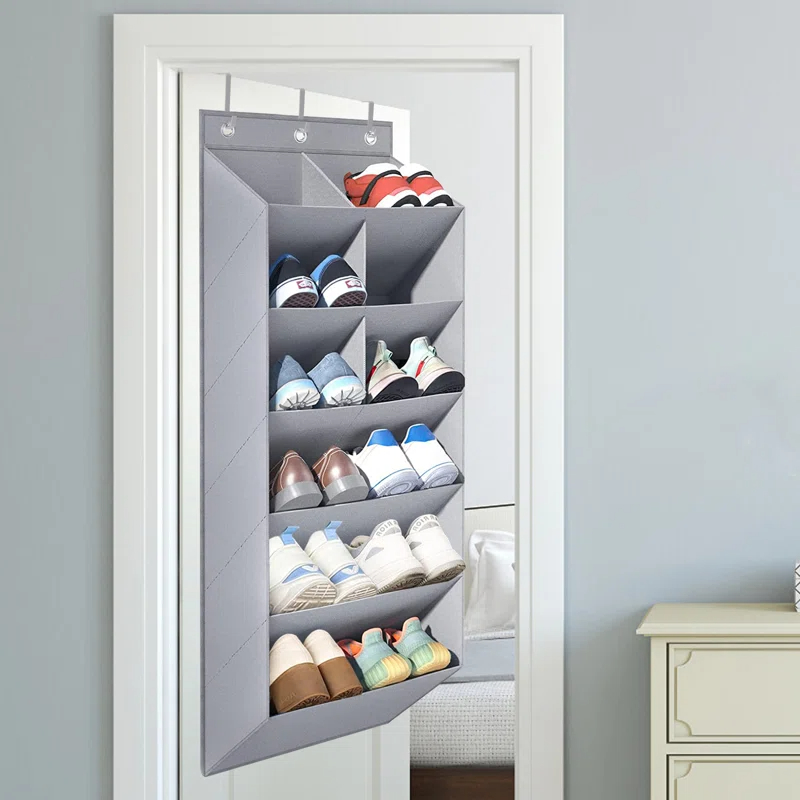 the organizer on a door holding shoes