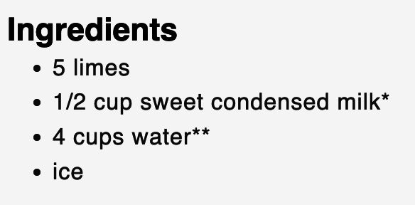 an ingredient list for a recipe