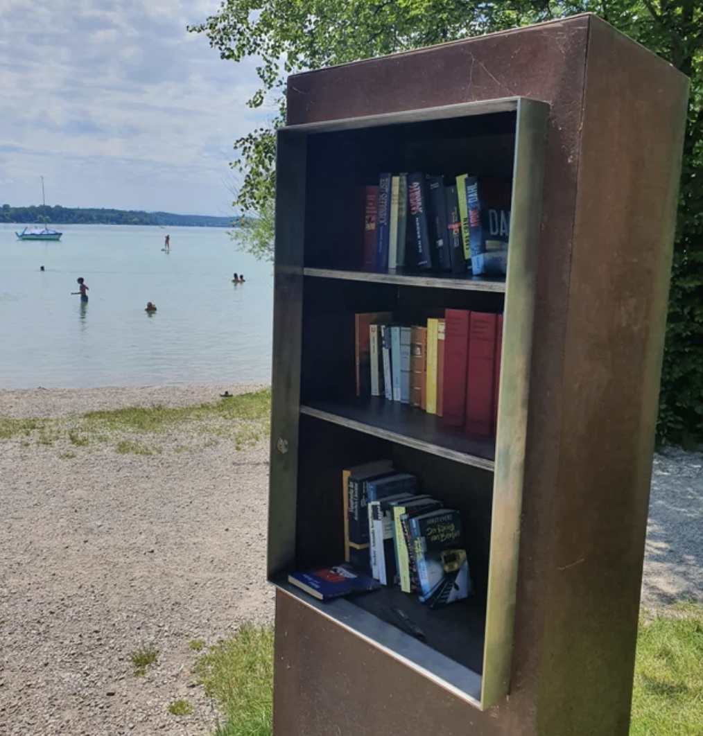 A mini library at the beach