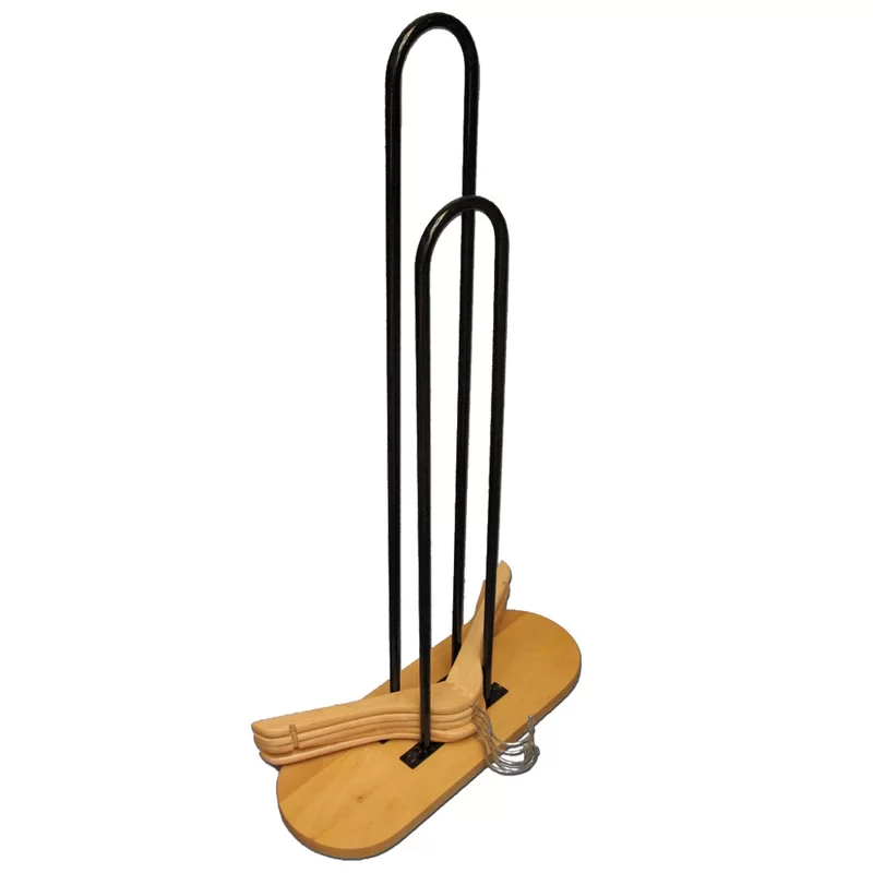 the stacker in beige with hangers in it