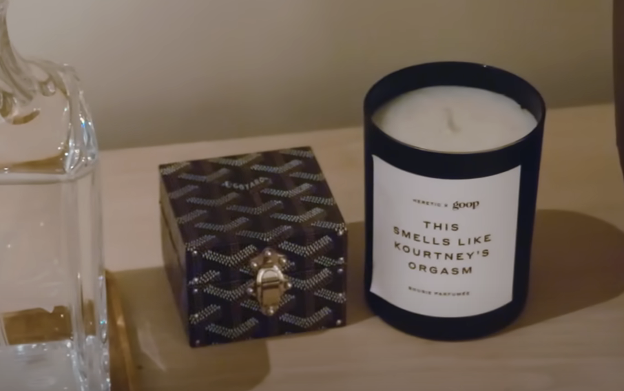 A candle that reads &quot;this smells like Kourtney&#x27;s orgasm&quot;