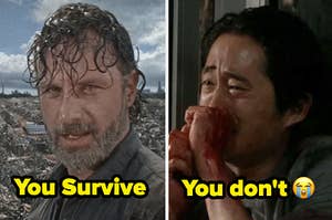 Rick and Glenn from the walking dead.