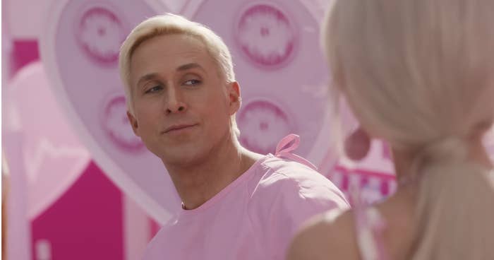 Closeup of Ryan Gosling as Ken