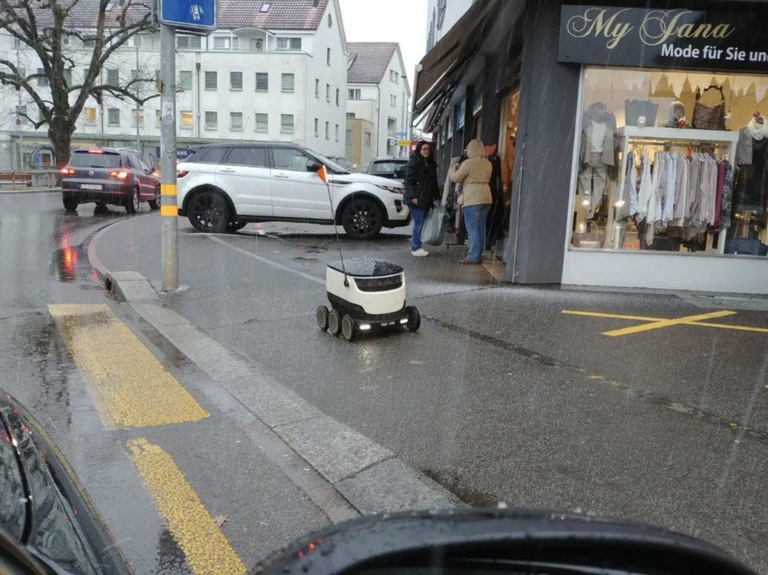 A male delivery robot