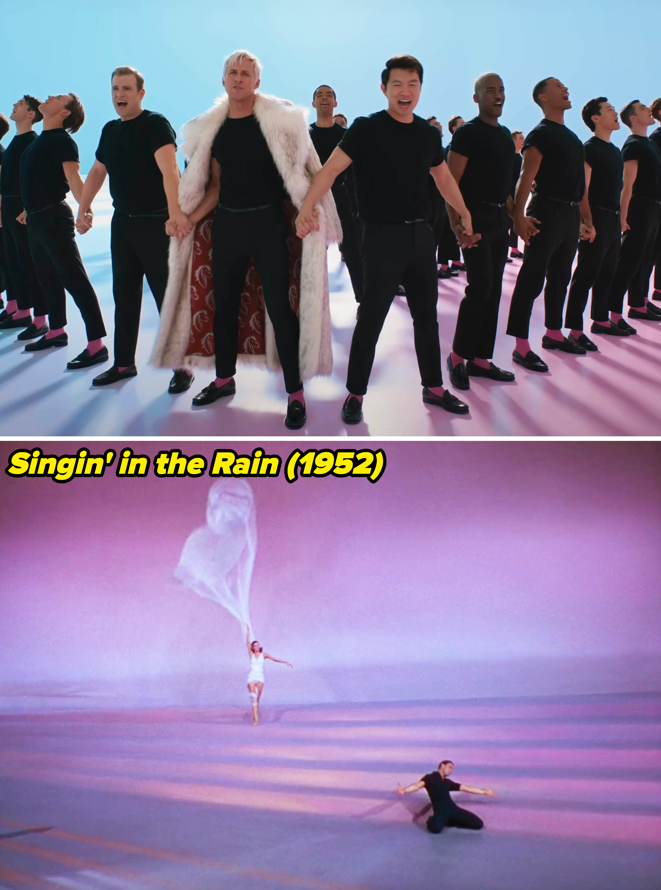 Screenshots from &quot;Barbie&quot; and &quot;Singin&#x27; in the Rain&quot;