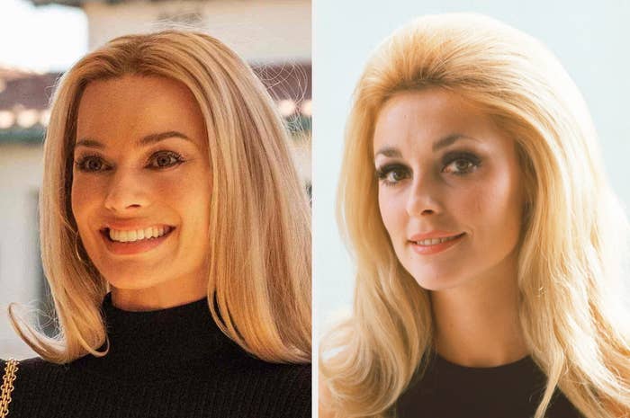 Side-by-side of Margot Robbie and Sharon Tate