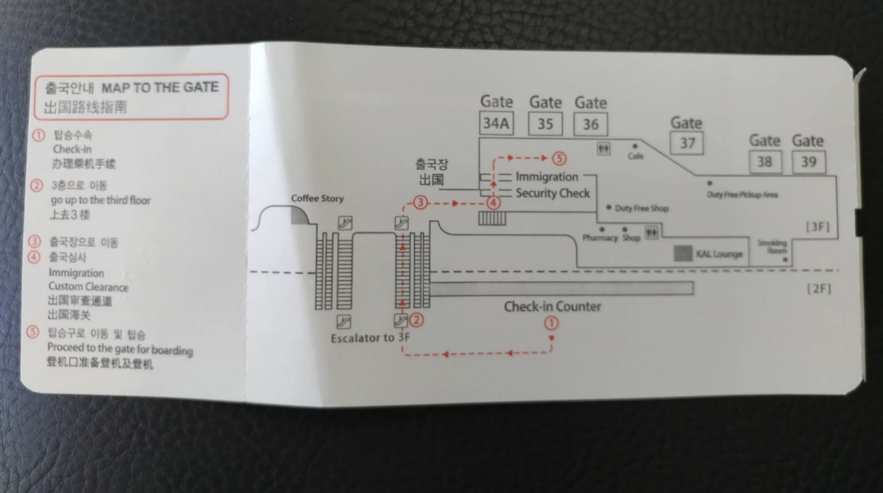 A map on the back of a boarding pass
