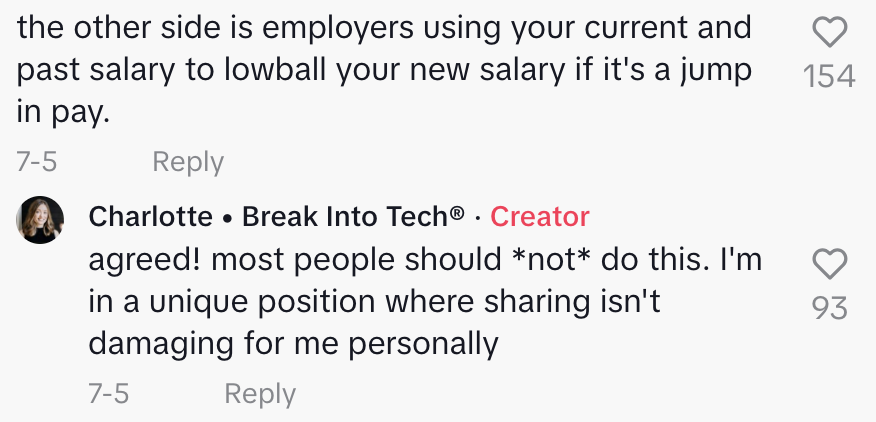 the other side is employers using your current and past salary to lowball your new salary if its a jump in pay