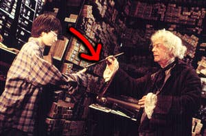 HArry Potter getting his wand for the first time ever from Ollivander
