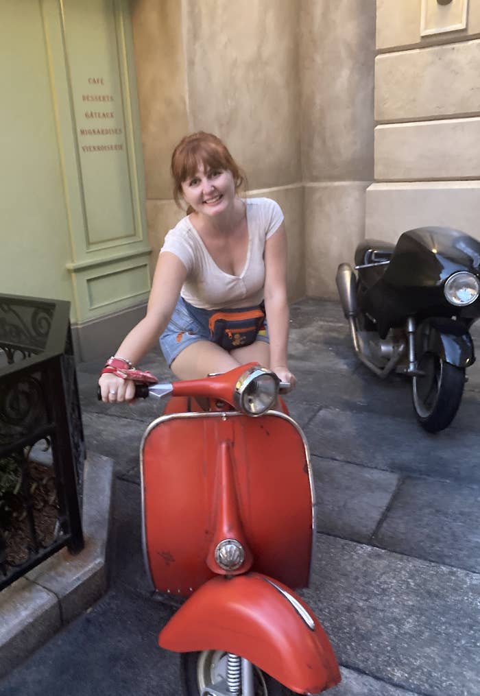 The author on a motor scooter