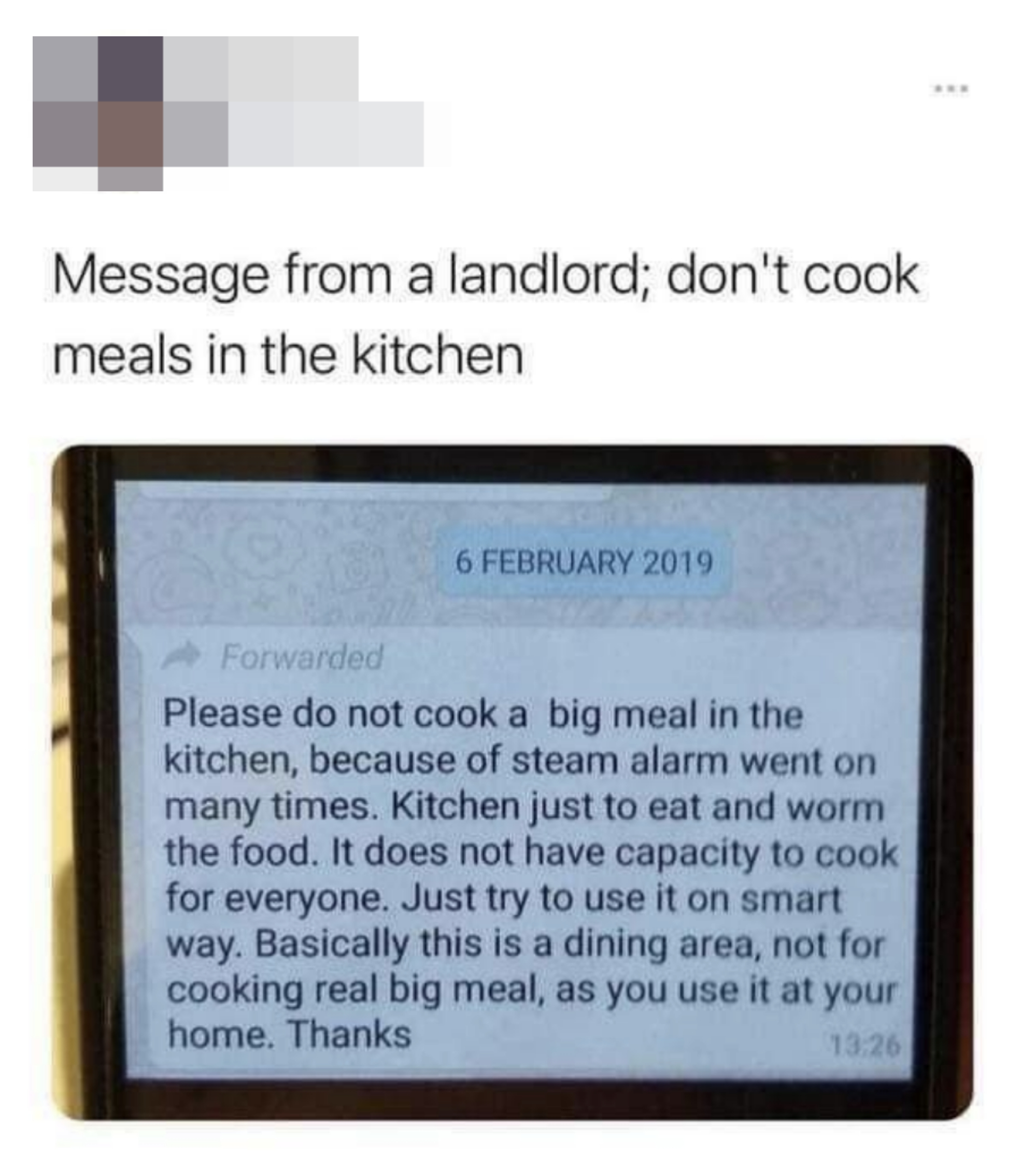 the message from the landlord