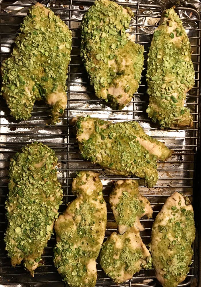 Green-coated chicken