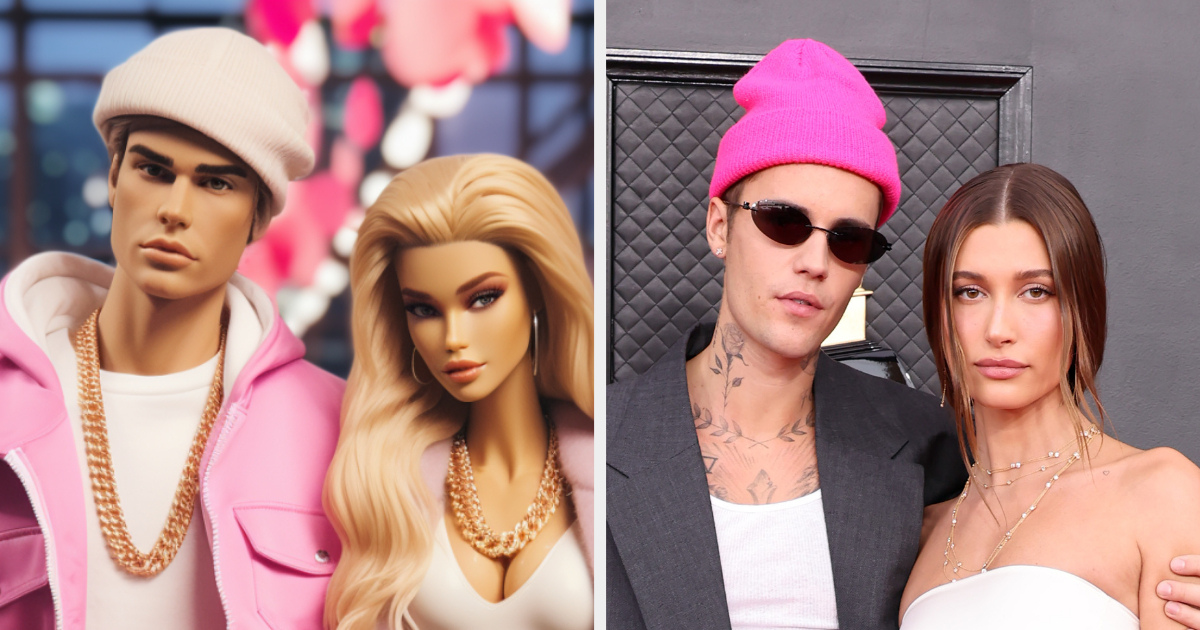 Justin Bieber and Hailey Bieber dolls vs. real-life