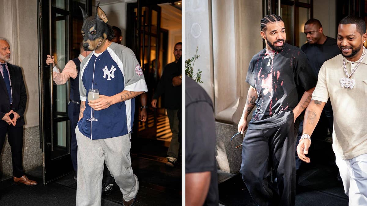 From rubber dog masks to vintage jerseys, the clothes Drake has been wearing to the arena have been memorable. If you've been inspired, here are some items to recreate them.