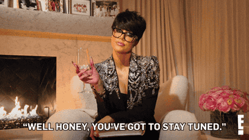 Khloé Kardashian dressed as Kris Jenner saying &quot;well honey, you&#x27;ve got to stay tuned&quot;