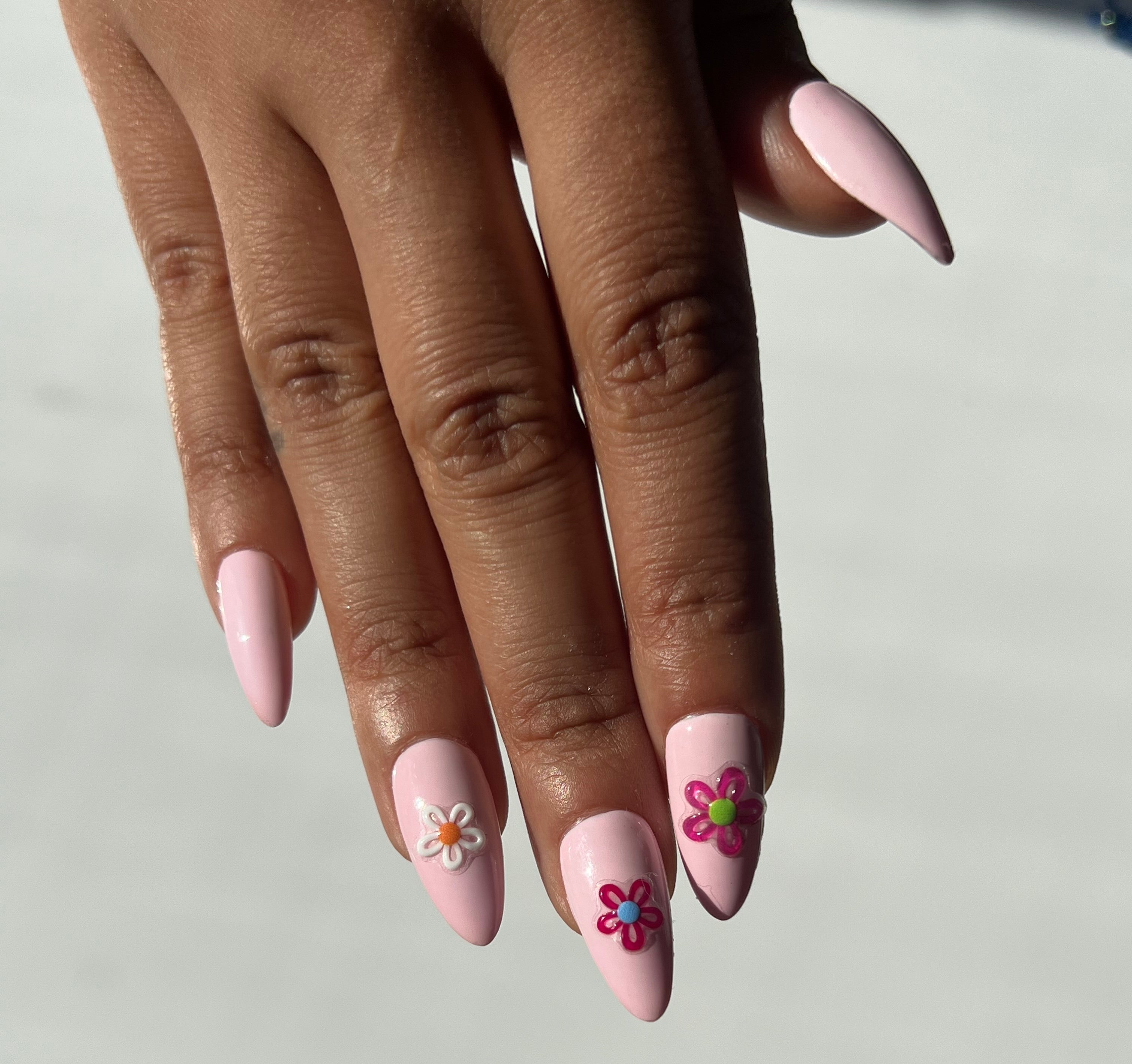 a pink manicure