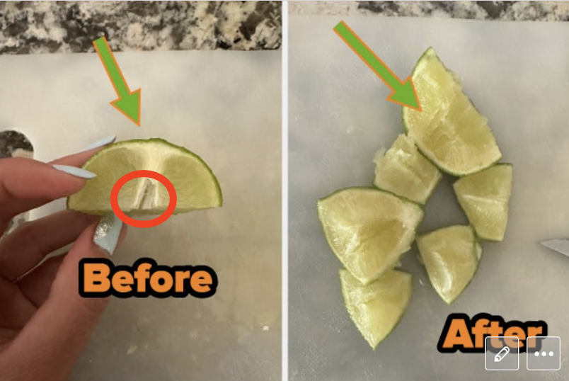 lime wedges in side by side photos