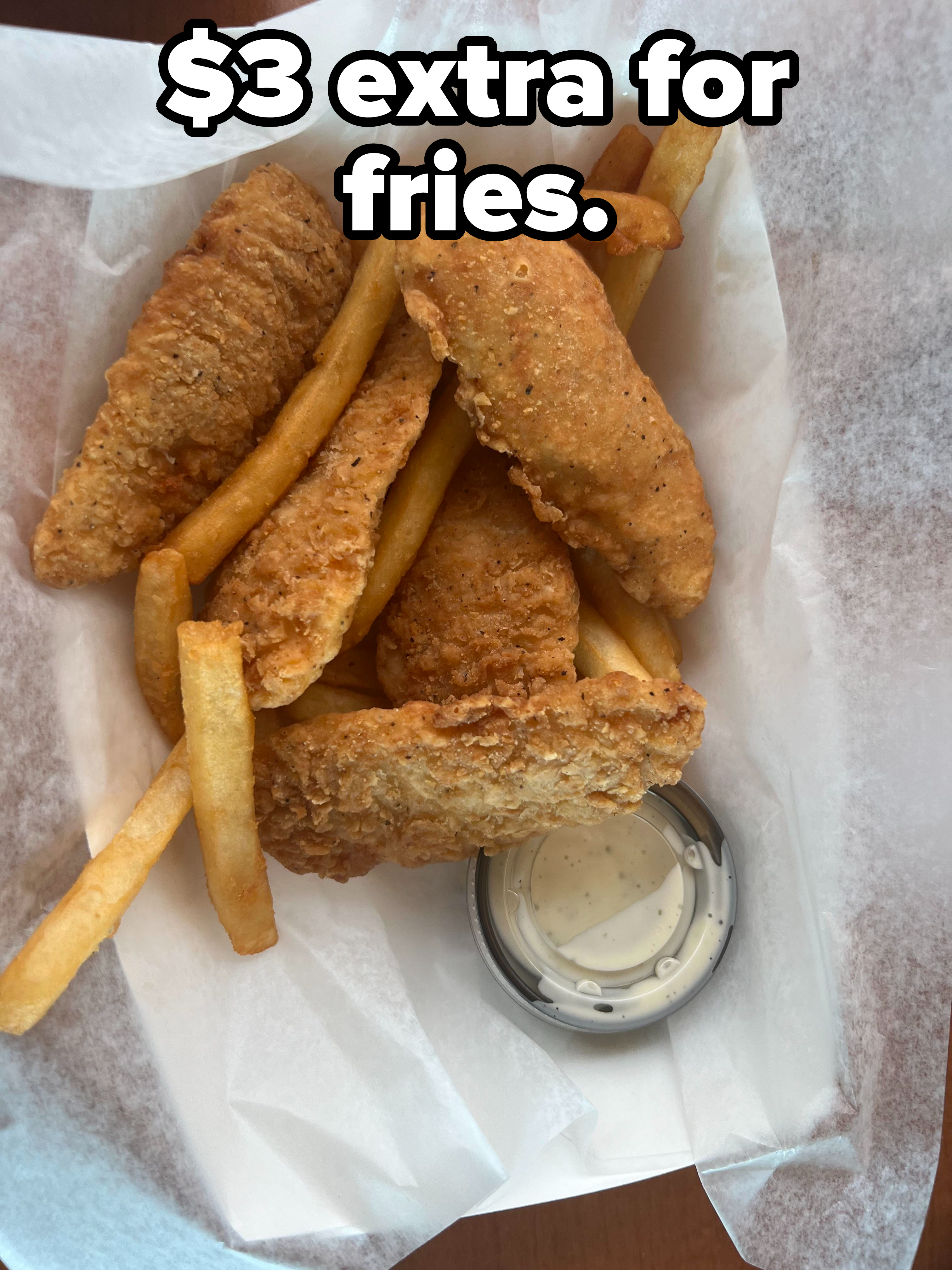 Chicken strips with hardly any fries