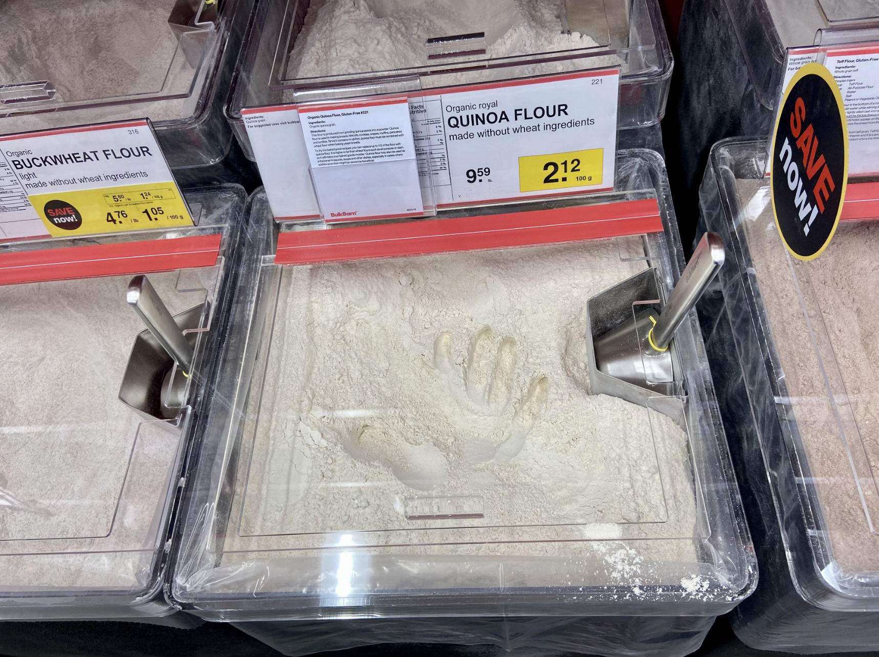 A hand print in some flour