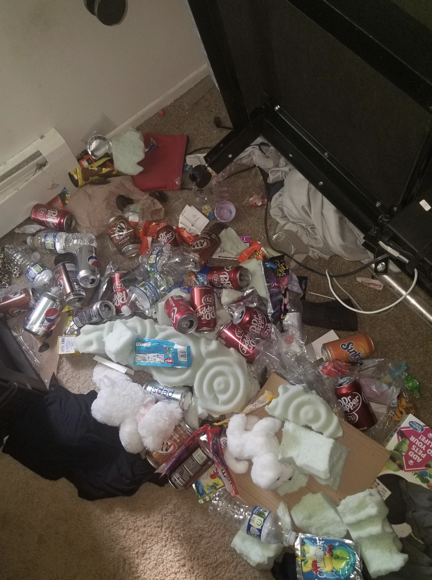 A giant mess on the floor