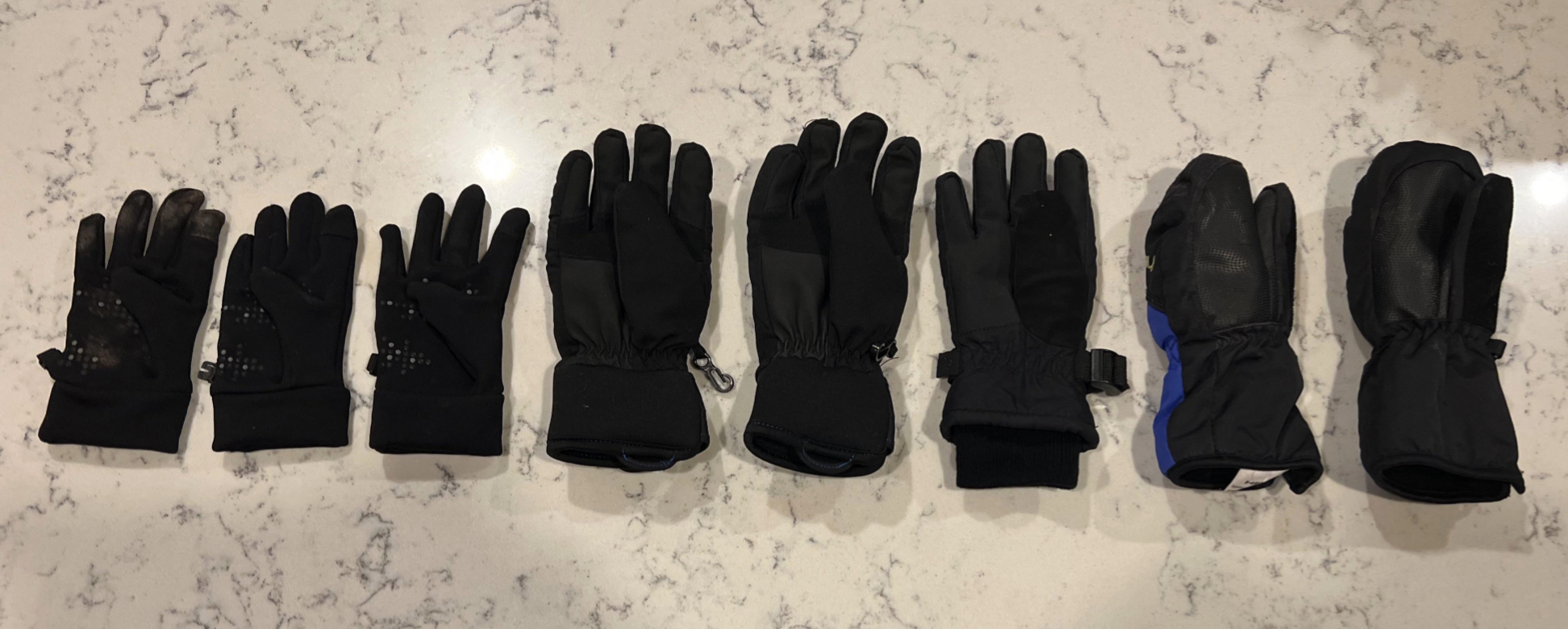 Left gloves on a counter