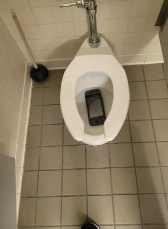 A Nintendo Switch in the toilet