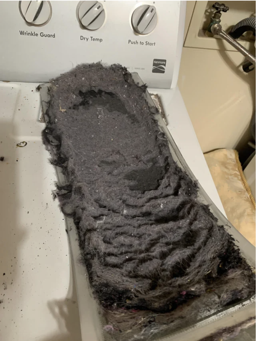 A lint drawer filled with lint