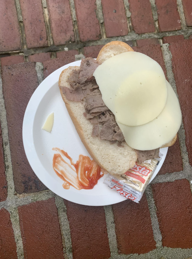 A roast beef sandwich