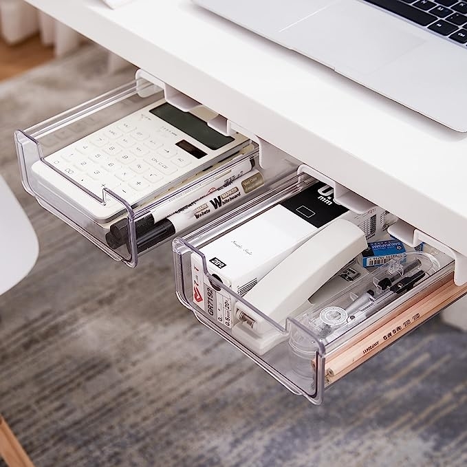 the clear adhesive drawers