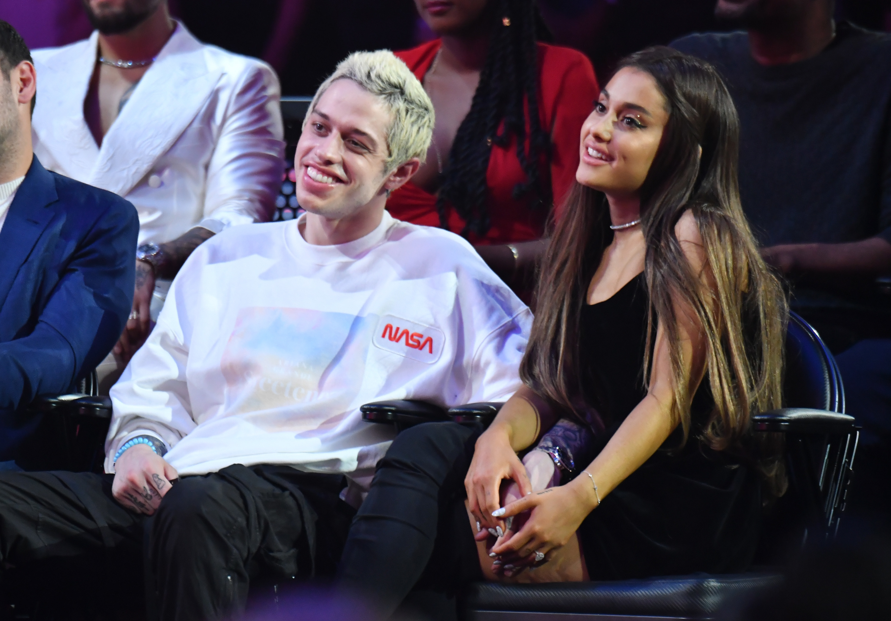 Pete Davidson and Ariana sitting together