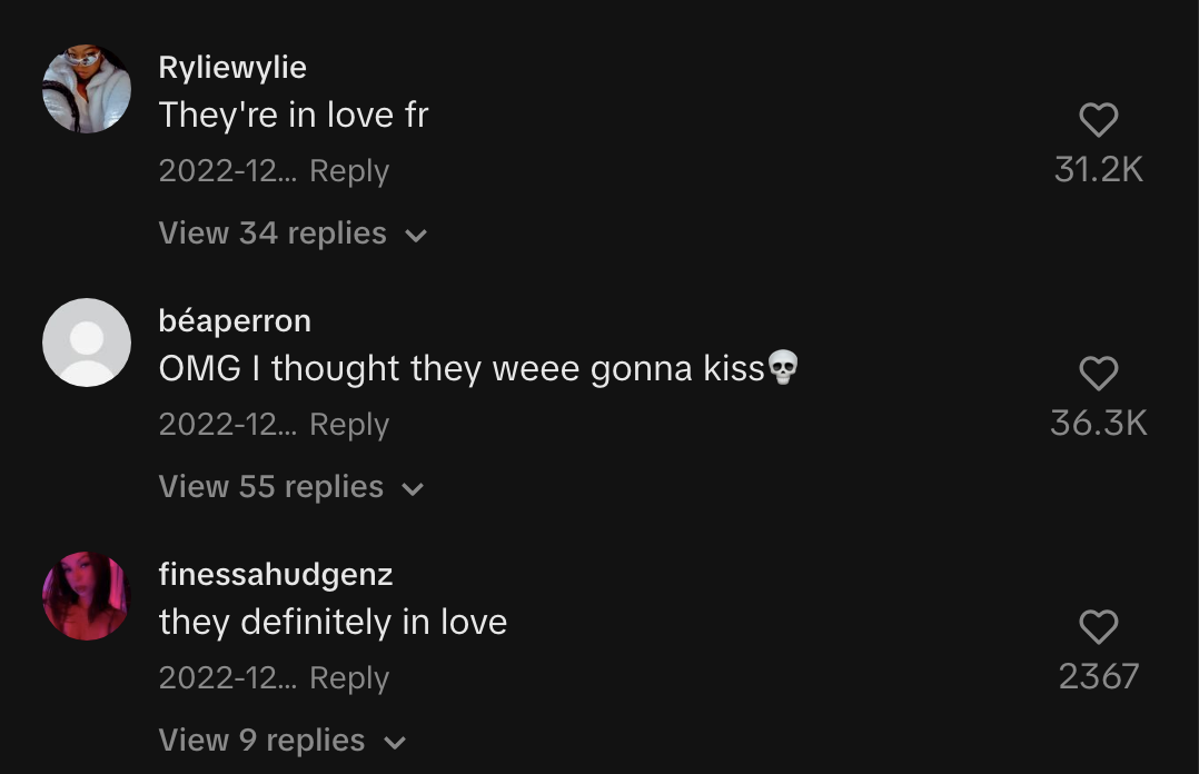 comments saying they&#x27;re in love