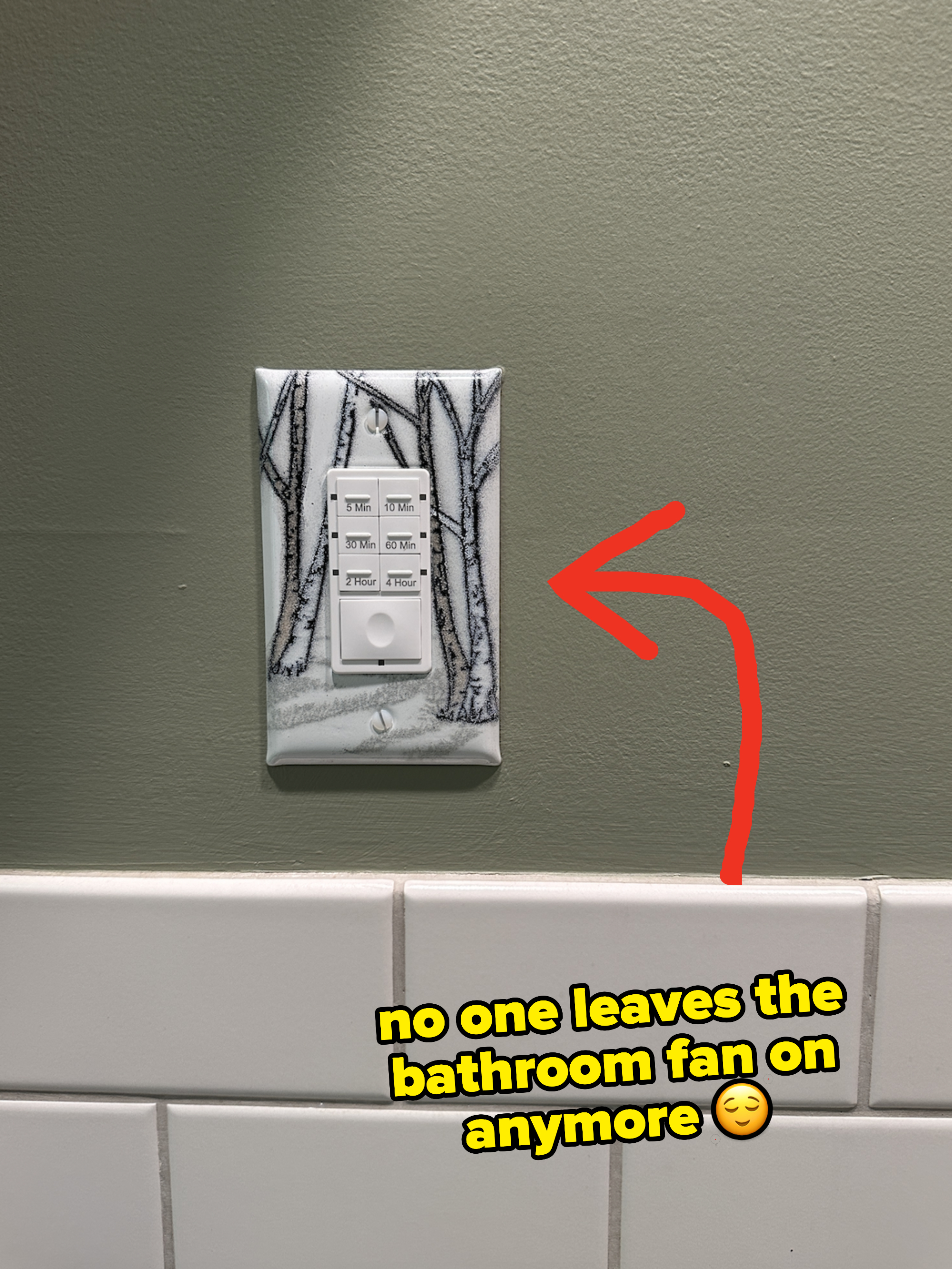 timer switch on wall so no one leave the bathroom fan on anymore