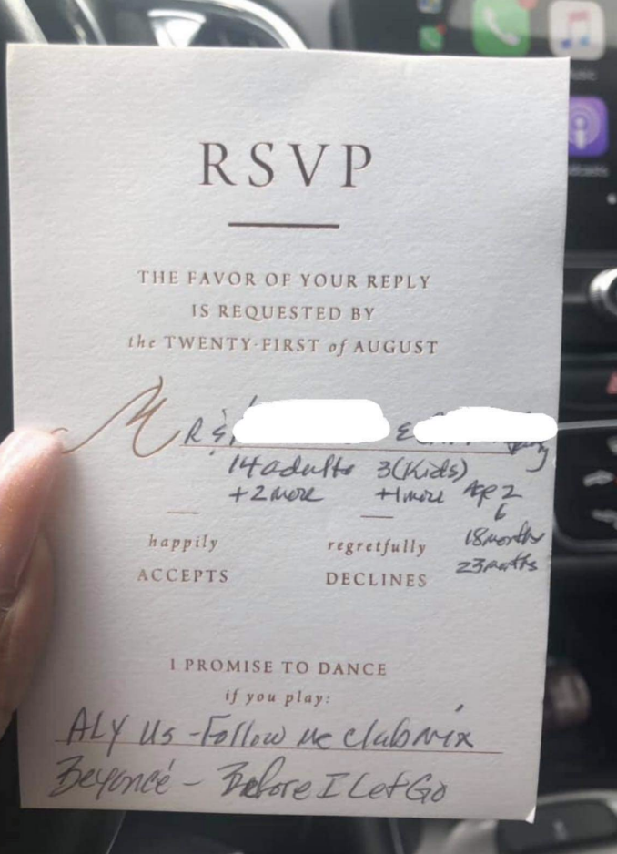 the rsvp with the added people on the list