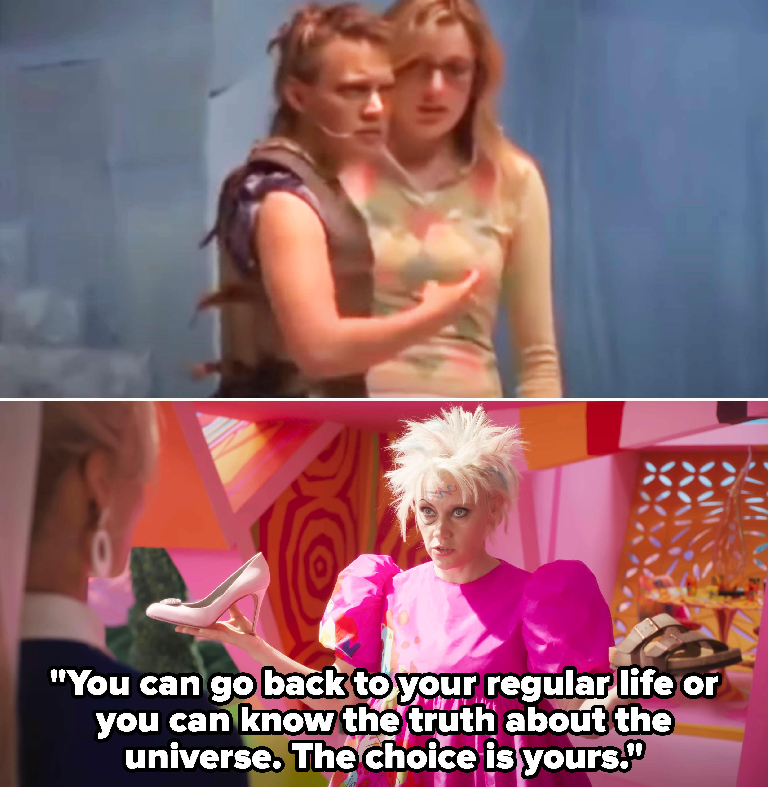 Kate McKinnon and Greta Gerwig in college, and Kate McKinnon in &quot;Barbie&quot;