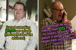 Eric Stonestreet making the least of his castmates side by side ed oneill who negotiated with them