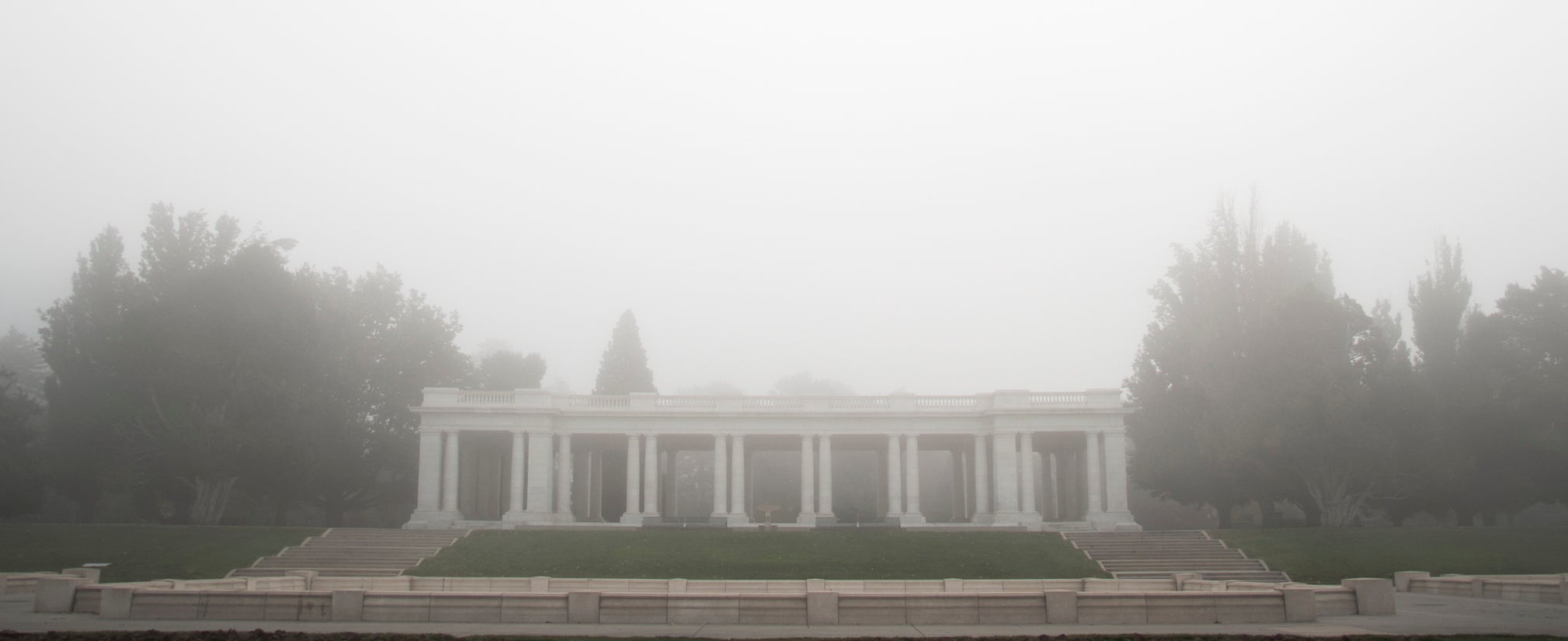 A white structure in the foggy distance