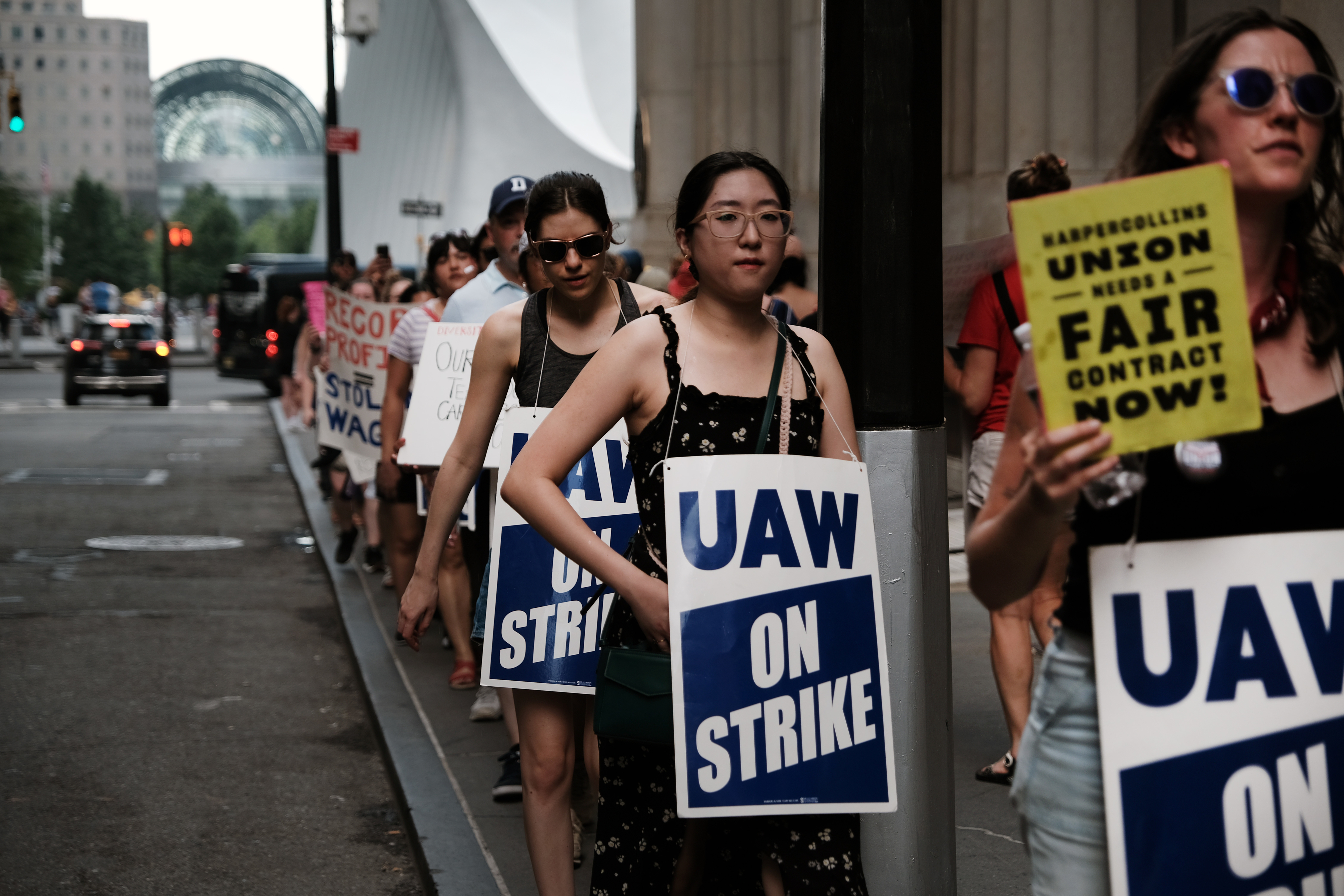 Harper Collins publishing employees on strike in July 2022