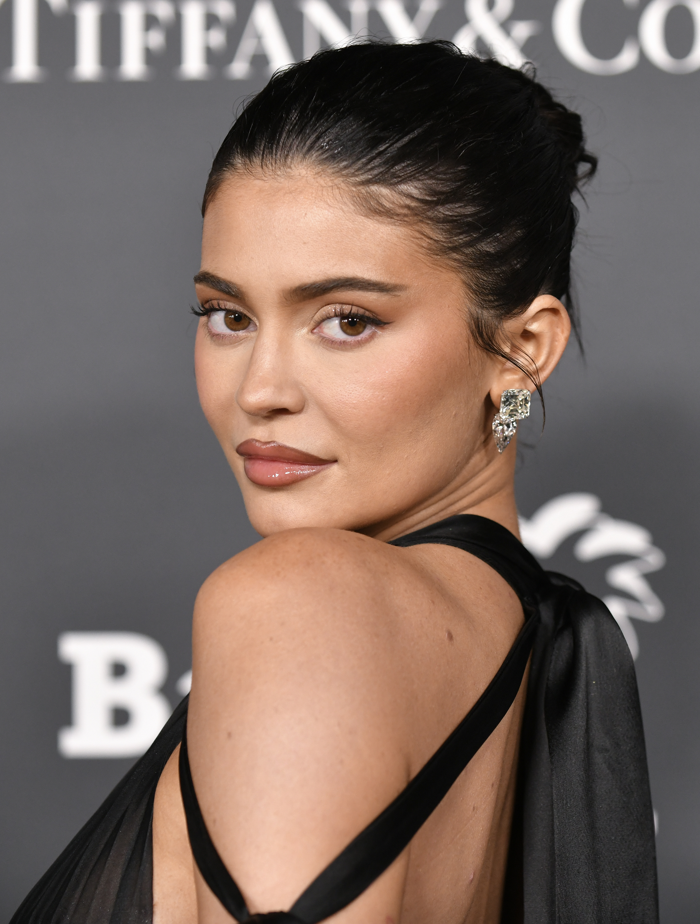 Close-up of Kylie at a media event