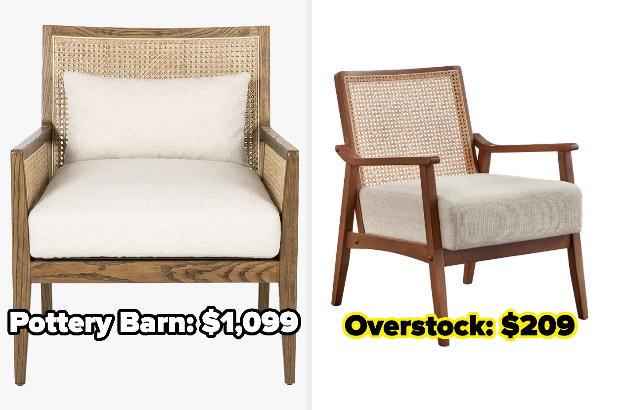 Pottery Barn chair for $1,099 and and a cheaper Overstock chair for $209