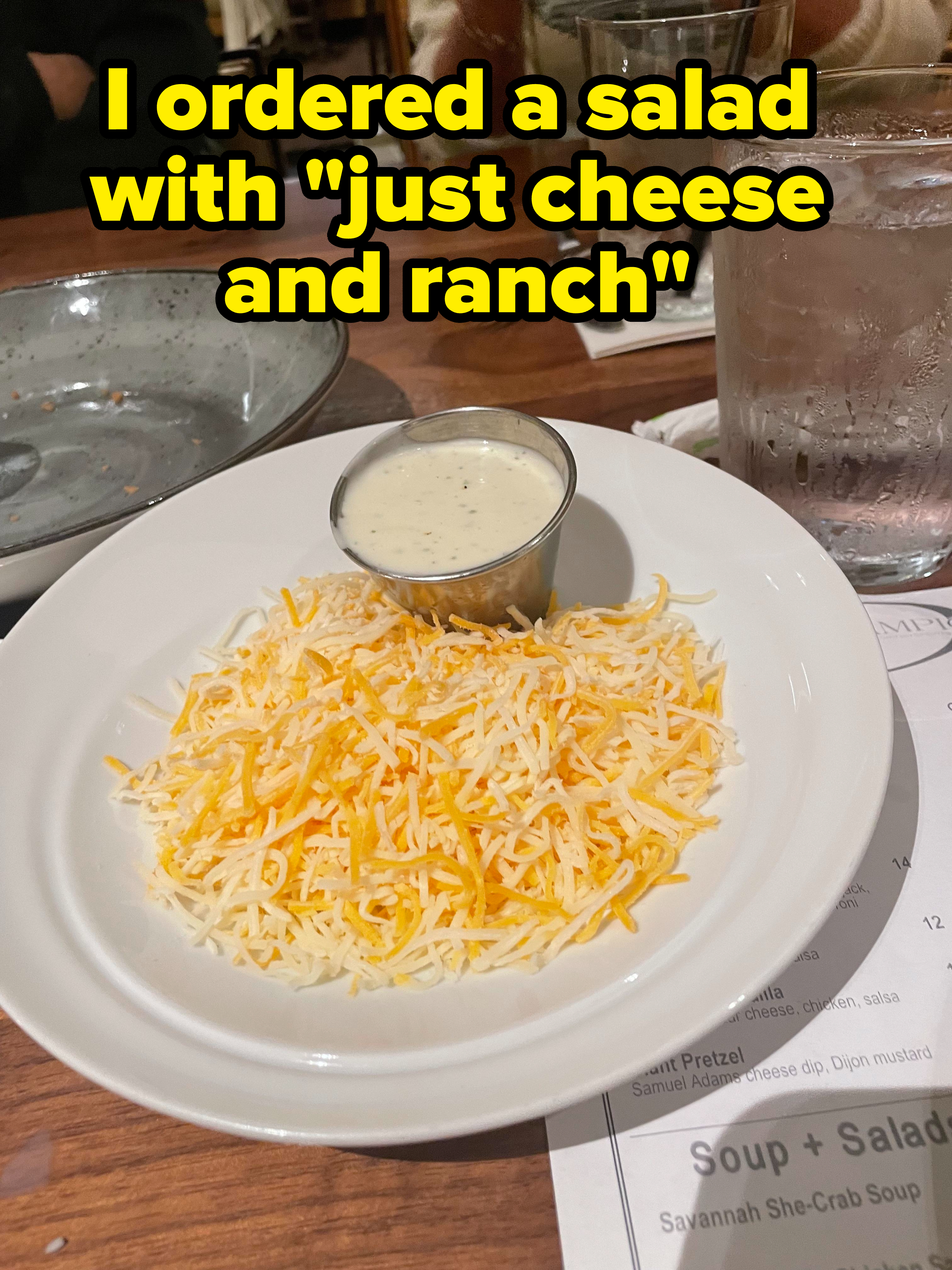 plate of cheese and ranch