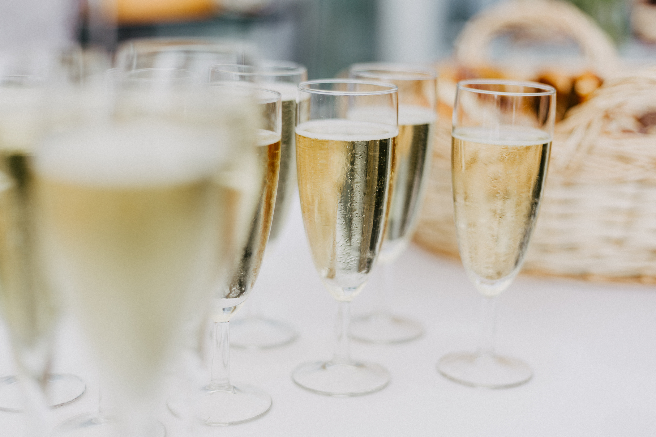 Close-up of glasses of champagne