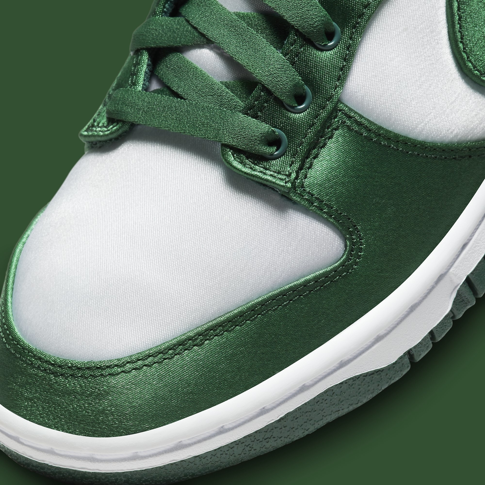 Nike Dunk Low Women&#x27;s Satin Green Release Date DX5931-100 Toe Detail