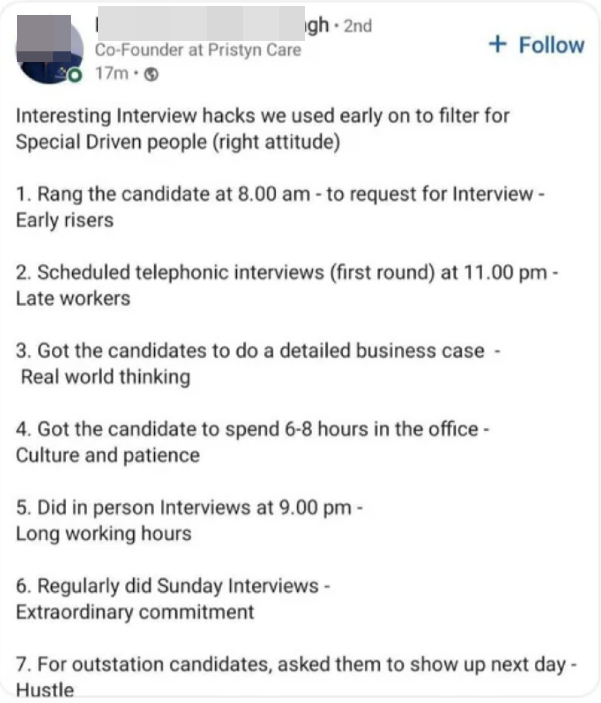 "Got the candidates to do a detailed business case - real world thinking"