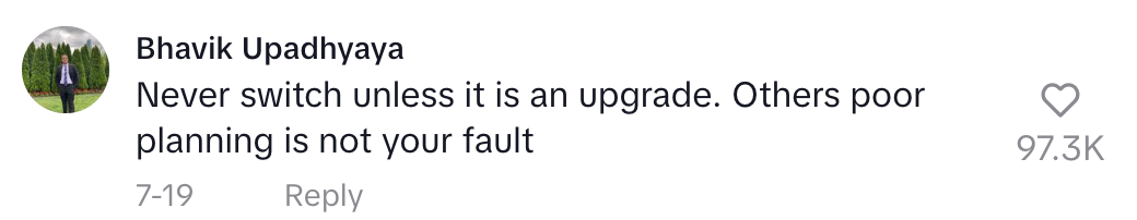 never switching unless it&#x27;s an upgrade others poor planning is not your fault