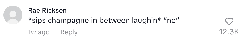 sips champagne in between laughing, no